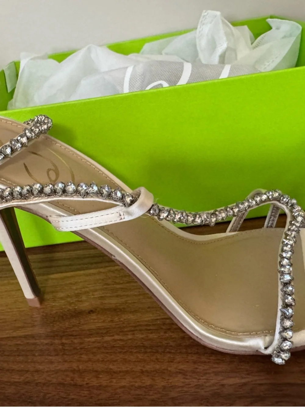 Sam Edelman Crystal-Embellished Strappy Satin Sandals - Ivory